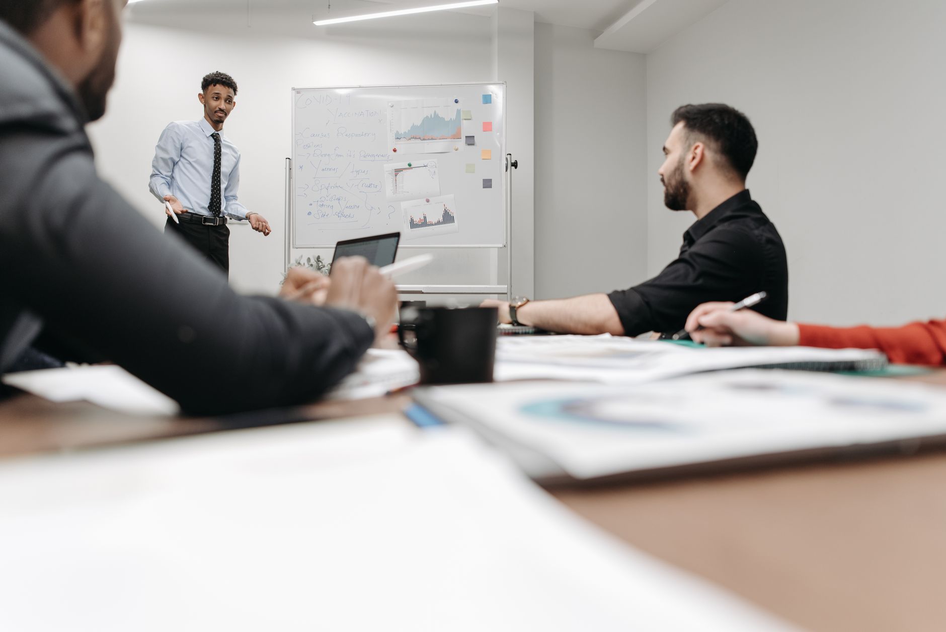 Corporate team during a presentation in an office setting, featuring discussions and planning. — What Is Reckless Driving And